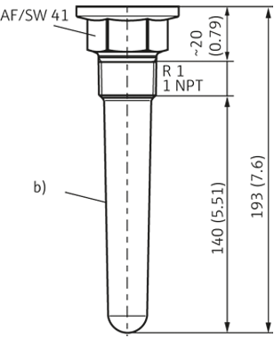 Capacitive level switch for bulk solids - Dimensions of the short version