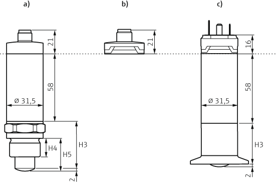 Liquiphant 31 - Liquid level switch - Dimensions of the compact version