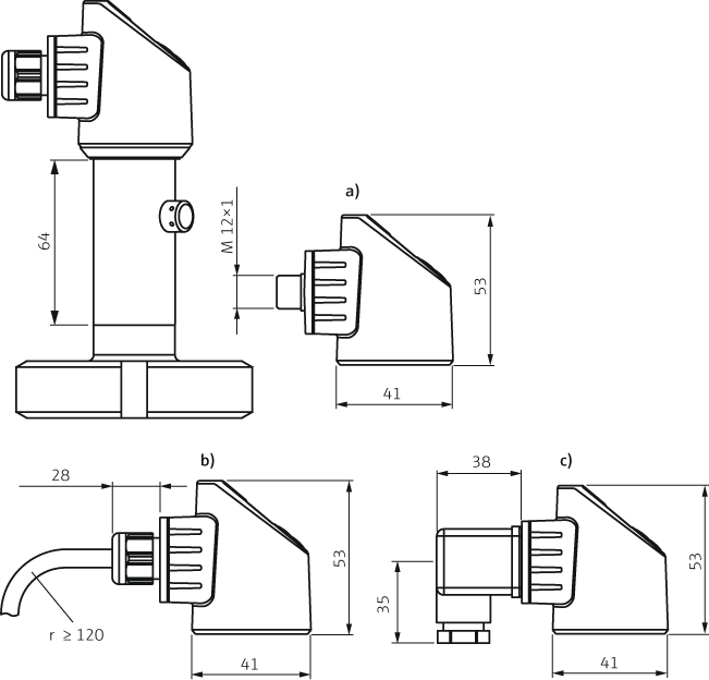 Hygienic pressure switch - Dimensions