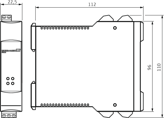 Dimension of an isolator RB223