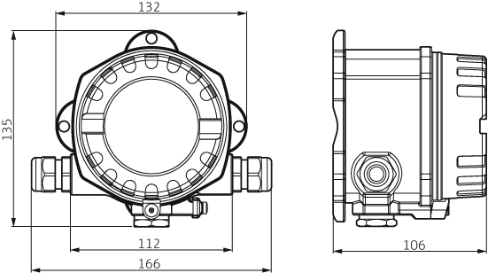 Dimensions of a process indicator RIA14 in field housing