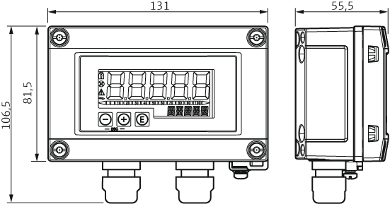 Dimensions of an indicator RIA15 in field housing