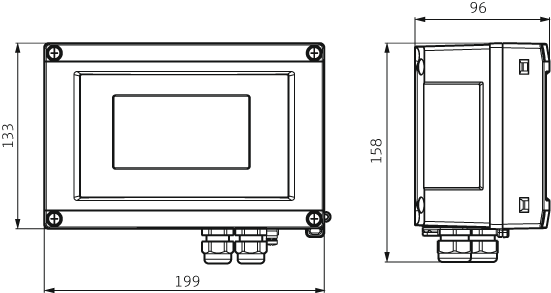 Dimensions of a process indicator RIA16 in field housing