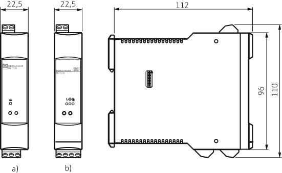 Dimensions of an active barrier with power supply