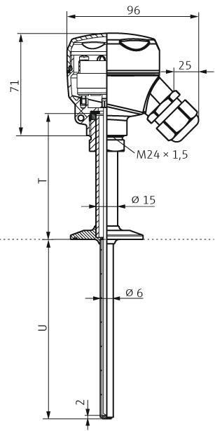 Hygienic thermometer iTEMP TM401 - Dimensions