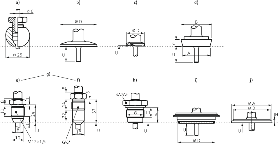 Hygienic thermometer iTEMP TM401 - Process connections