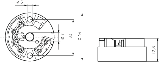 PC programmable temperature transmitter iTEMP TMT80 - Dimensions