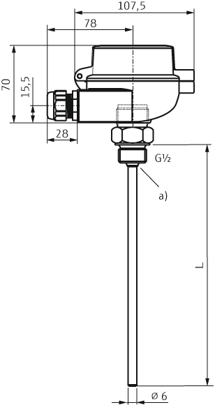 Compact thermometer Easytemp TSM487 - Dimensions